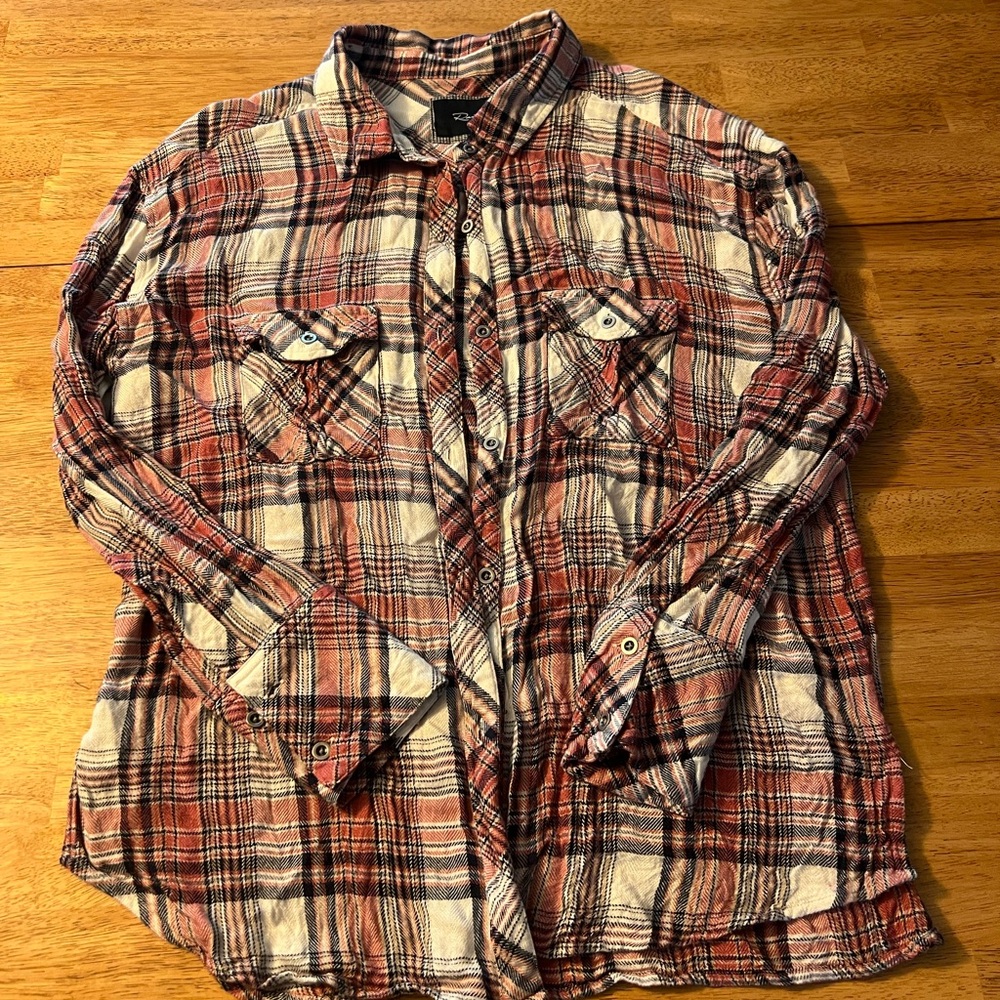 Rails for Free People Super Soft Plaid Button Down Flannel Top, EUC
